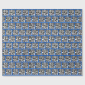 Naughty of Nice QR Codes on Blue Cadeaupapier (Vlak)