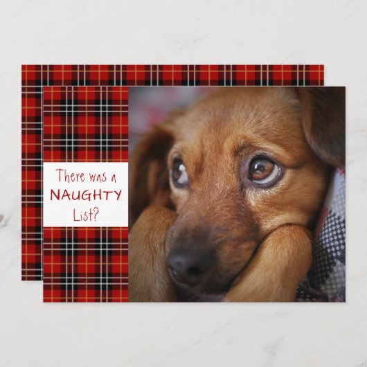 Naughty of Nice Red Pset Custom Greeting Feestdagenkaart (Voorkant / Achterkant)