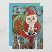 Naughty of Nice Santa and Krampus Art Holiday Card Feestdagenkaart (Voorkant / Achterkant)