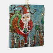 Naughty of Nice Santa and Krampus Art Keramisch Ornament (Rechts)