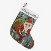 Naughty of Nice Santa and Krampus Art Small Christ Kleine Kerstsok (Voorkant (Hangend))