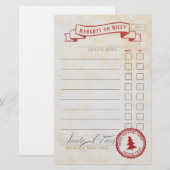 Naughty of Nice Santa Claus Checklist Briefpapier (Voorkant / Achterkant)