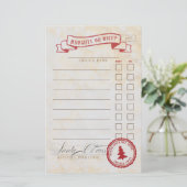 Naughty of Nice Santa Claus Checklist Briefpapier (Staand voorkant)