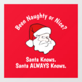 Naughty of Nice Santa Red Window Cling Raamsticker (Vel)
