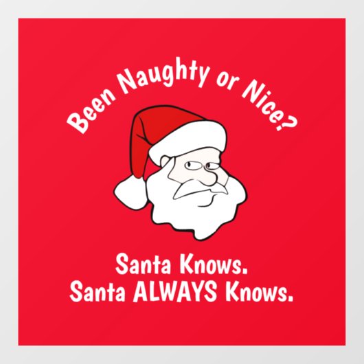 Naughty of Nice Santa Red Window Cling Raamsticker (Vel)