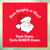Naughty of Nice Santa Red Window Cling Raamsticker (Vel 3)