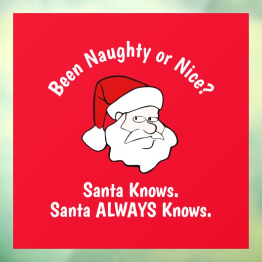 Naughty of Nice Santa Red Window Cling Raamsticker (Vel 3)