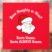 Naughty of Nice Santa Red Window Cling Raamsticker (Vel 2)