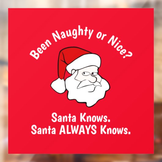 Naughty of Nice Santa Red Window Cling Raamsticker (Vel 2)