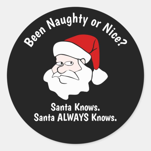 Naughty of Nice Santa Ronde Sticker (Voorkant)