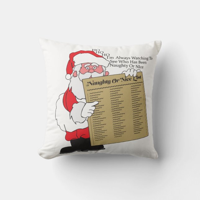 Naughty of Nice Santa's list Pillow Kussen (Voorkant)