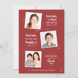 Naughty of Nice Sibling Funny Kerstmis Kaart