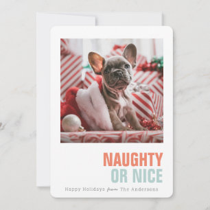 Naughty of Nice Simple Pet Holiday Foto Feestdagenkaart