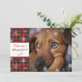 Naughty of Nice Snowflake Red Pset PRETTIGE FEESTD Feestdagenkaart (Staand voorkant)