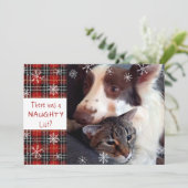 Naughty of Nice Snowflake Red Pset Your Greeting Feestdagenkaart (Staand voorkant)