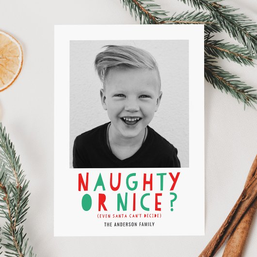Naughty of Nice | Vakantieknopkaart Feestdagenkaart