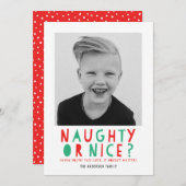 Naughty of Nice | Vakantieknopkaart Feestdagenkaart (Voorkant / Achterkant)