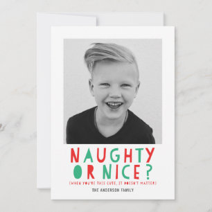 Naughty of Nice   Vakantieknopkaart Feestdagenkaart