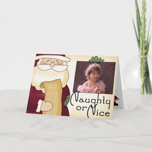 Naughty of Nice Wenskaart met kerst Feestdagen Kaart (Voorkant)