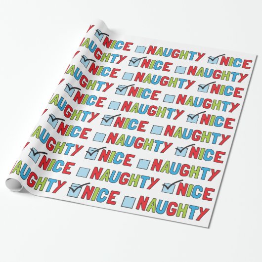 Naughty- of prettig kerstpapier cadeaupapier (Uitgerold)