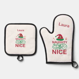  Naughty or Nice Christmas Frogs with Santa Design Ovenwant & Pannenlap Set