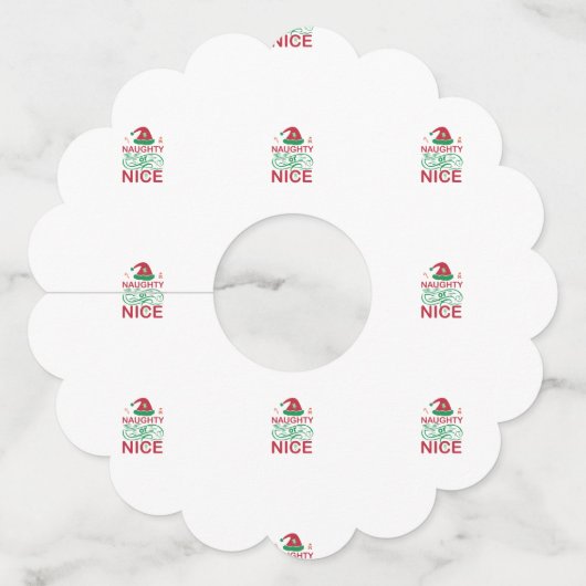  Naughty or Nice Christmas Frogs with Santa Design Wijnglaslabel (Voorkant)