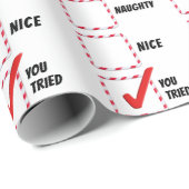 Naughty or Nice Christmas Humor Cadeaupapier (Rol Hoek)