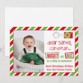 Naughty Or Nice Christmas Postcard Card 5x7 Feestdagenkaart (Voorkant / Achterkant)