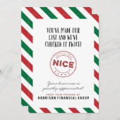 Naughty or Nice Corporate Holiday Card Feestdagenkaart (Voorkant / Achterkant)