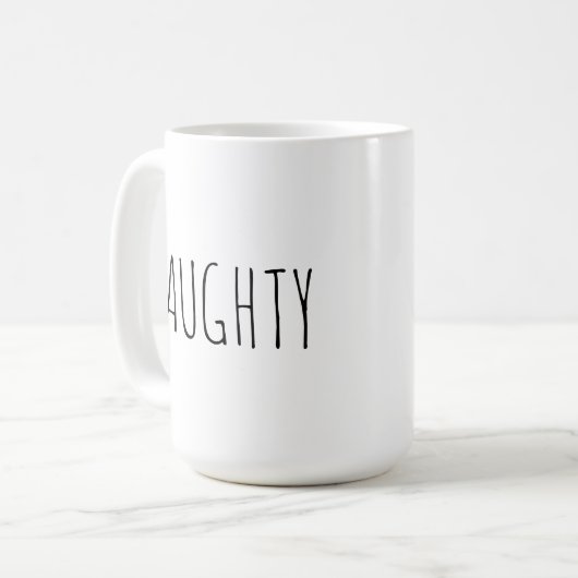 ‘NAUGHTY or NICE’ Customizable Word Chic Modern  Koffiemok (Voorkant links)