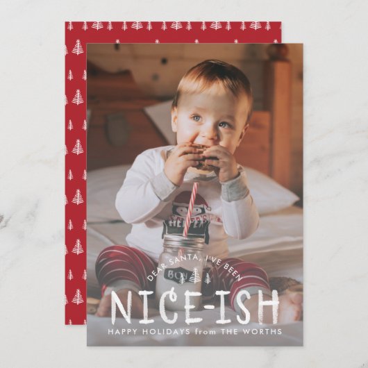 Naughty or Nice Funny Christmas Kaart Kinder (Voorkant / Achterkant)