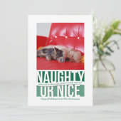 Naughty or Nice Funny Christmas Pet Kaart (Staand voorkant)