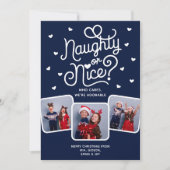 Naughty or Nice Funny Cute Sibling Family 3 Photo  Feestdagenkaart (Voorkant)