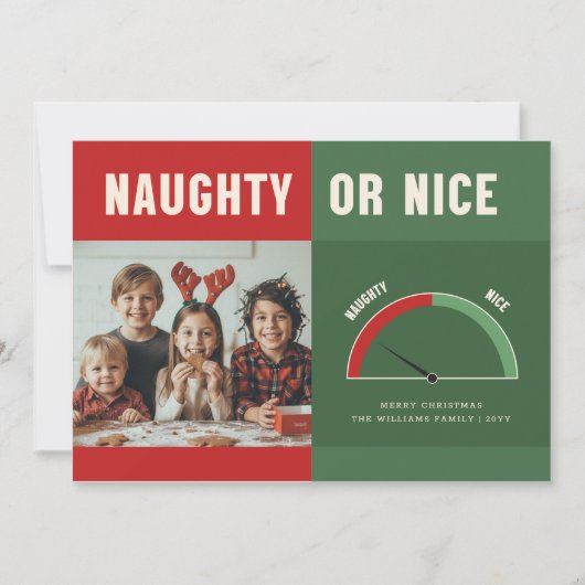 Naughty or Nice | Funny Family Kid Photo Christmas Feestdagenkaart (Voorkant)