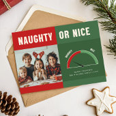 Naughty or Nice | Funny Family Kid Photo Christmas Feestdagenkaart