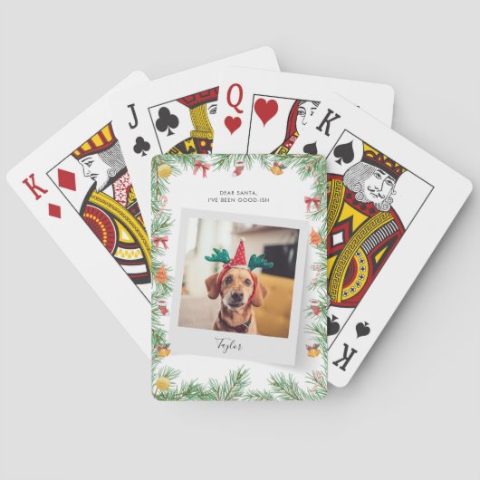 Naughty or Nice Funny Pet Dog Custom Christmas Pokerkaarten (Achterkant)