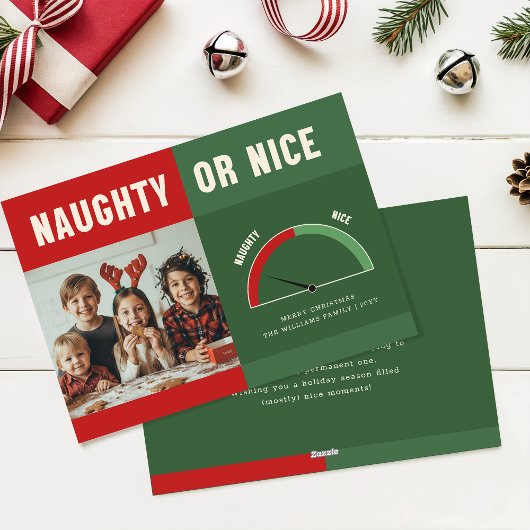 Naughty or Nice List Funny Kids Photo Christmas Feestdagenkaart