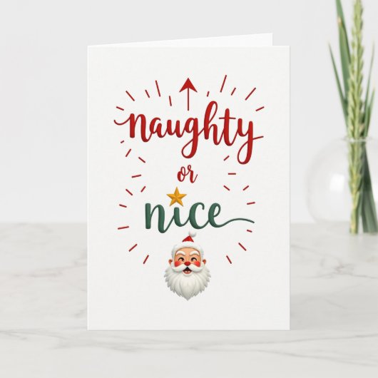 Naughty or Nice List Santa Christmas Card Kaart (Voorkant)