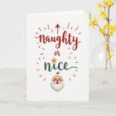 Naughty or Nice List Santa Christmas Card Kaart (Gele Bloem)