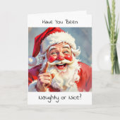 Naughty or Nice | Santa Humor Christmas Feestdagen Kaart (Voorkant)