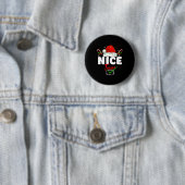 Naughty Or Nice Team Matching Christmas Pajama Men Ronde Button 5,7 Cm (In situ)