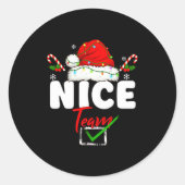 Naughty Or Nice Team Matching Christmas Pajama Men Ronde Sticker (Voorkant)