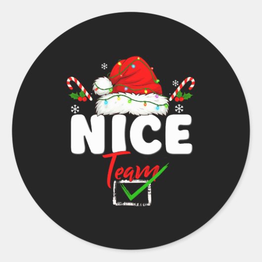 Naughty Or Nice Team Matching Christmas Pajama Men Ronde Sticker (Voorkant)
