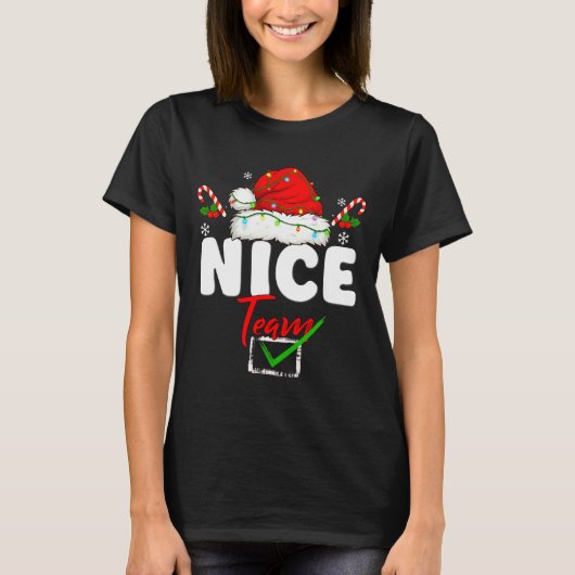 Naughty Or Nice Team Matching Christmas Pajama Men T-shirt (Voorkant)