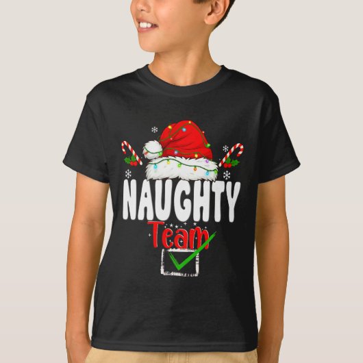 Naughty Or Nice Team Matching Christmas Pajama Men T-shirt (Voorkant)