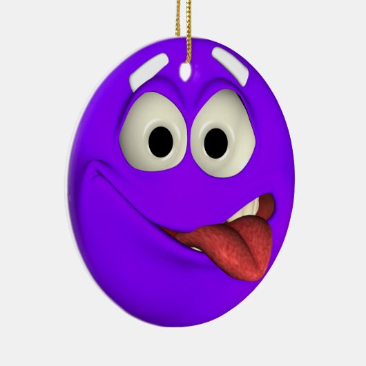 Naughty Paarse Emoticon Keramisch Ornament (Rechts)