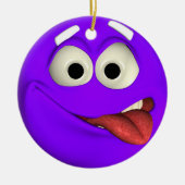 Naughty Paarse Emoticon Keramisch Ornament (Voorkant)