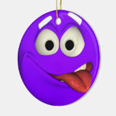 Naughty Paarse Emoticon Keramisch Ornament (Links)