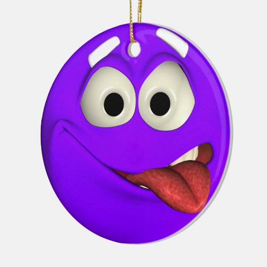 Naughty Paarse Emoticon Keramisch Ornament (Links)