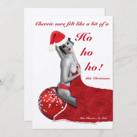 Naughty Pinup Joke Grappig Rude FLAT Kerst Kaart (Voorkant / Achterkant)